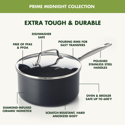 GreenPan interior nonstick surface close-up showing diamond-infused release