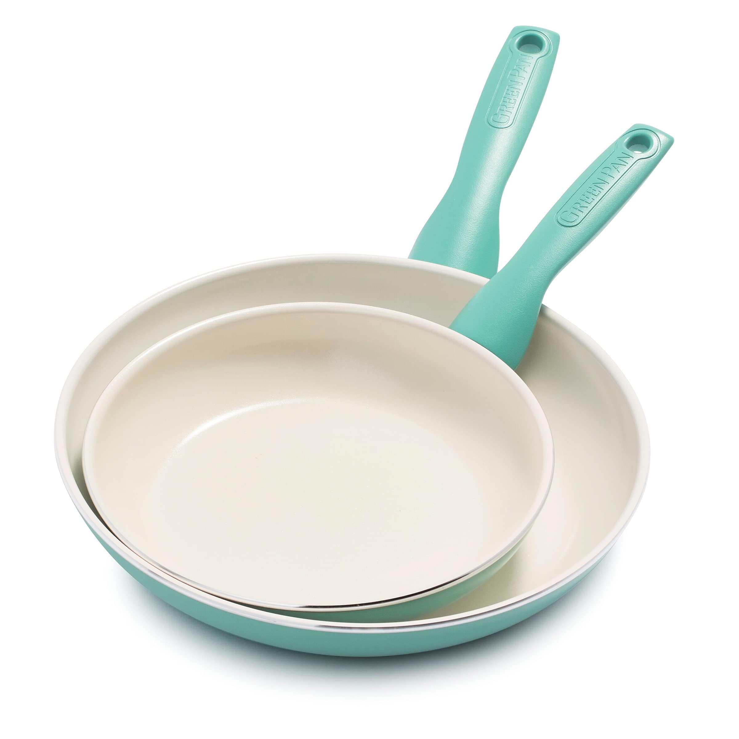 GreenPan front packaging showing turquoise finish and set benefit