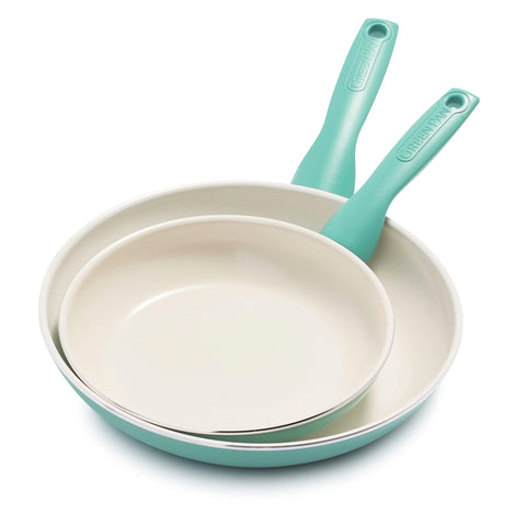 GreenPan front packaging showing turquoise finish and set benefit