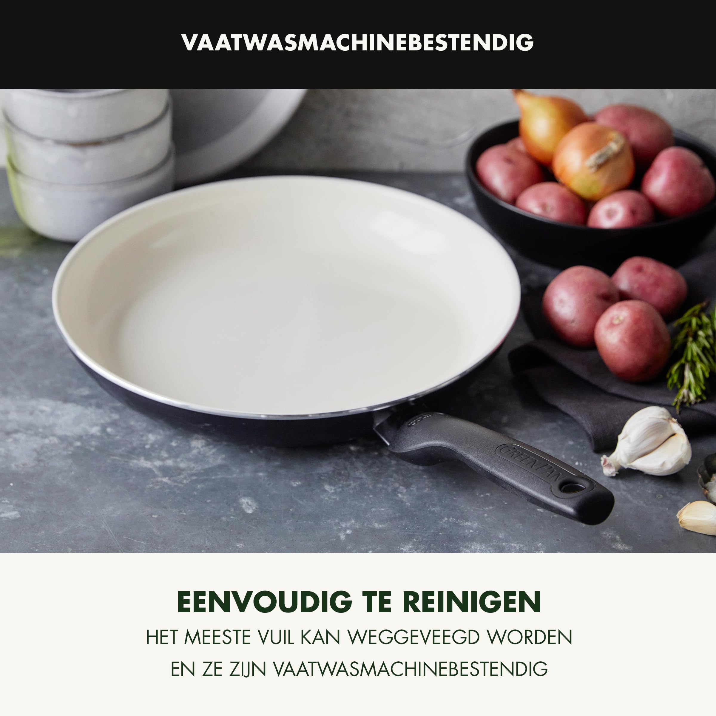 GreenPan Rio tempered glass lids on pans showing visibility and moisture retention benefits
