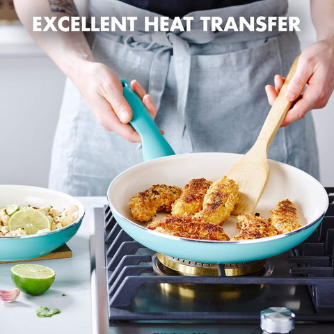 GreenPan pan in use sautéing vegetables for quick easy-release cooking