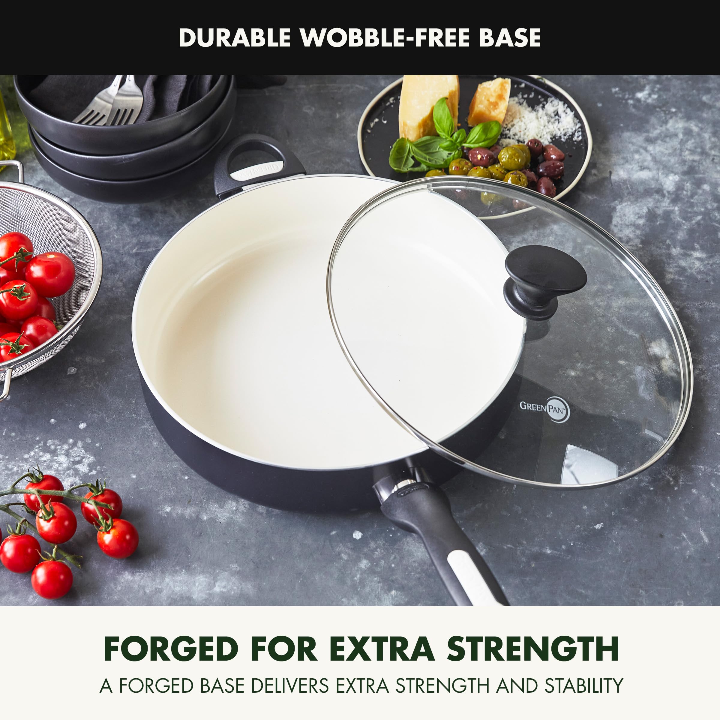 GreenPan Rio glass lid detail for watching meals without losing heat