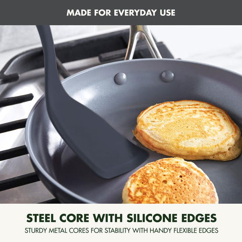 GreenPan silicone edge detail showing flexible tip for gentle pan protection