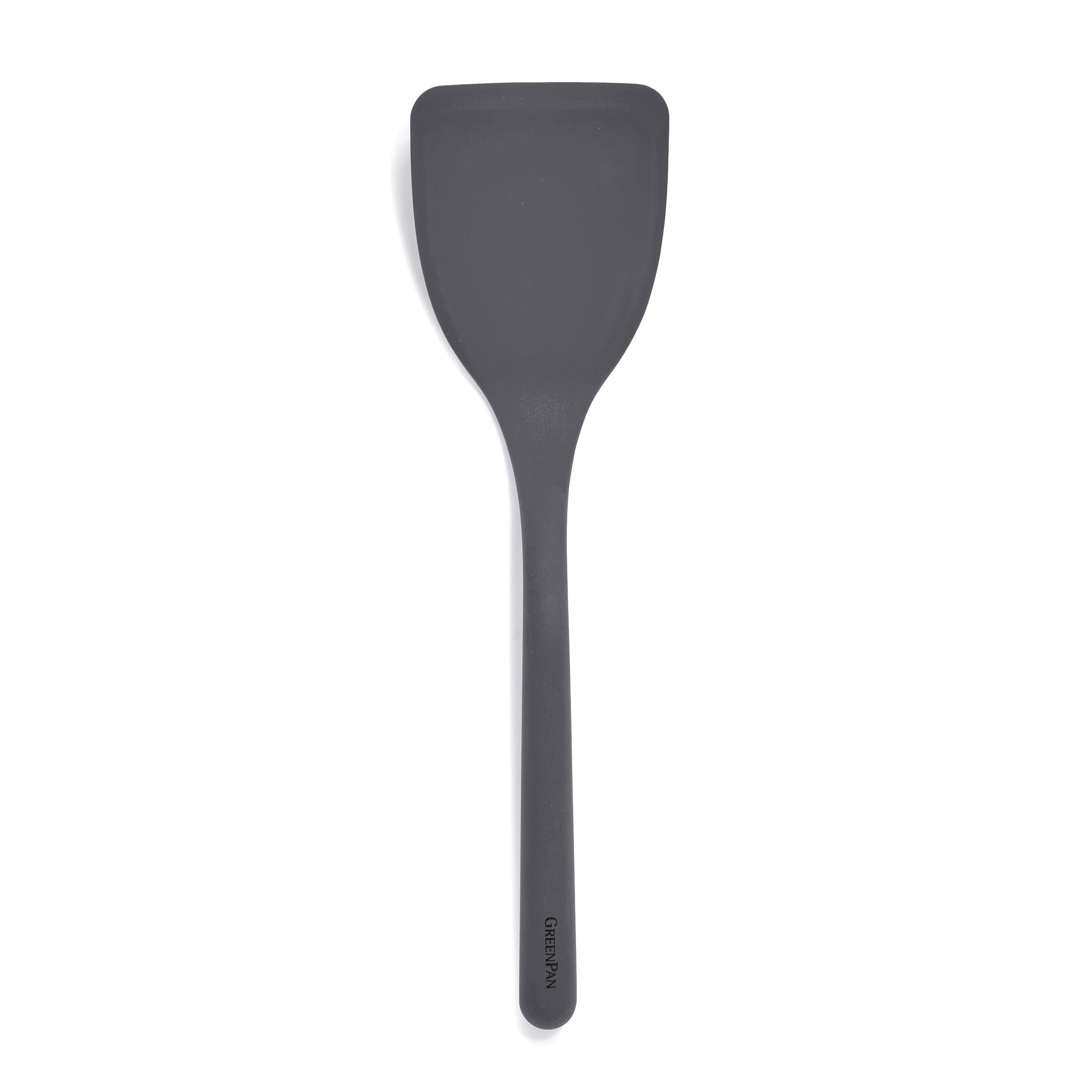 GreenPan solid turner front view showing full spatula and benefit of sturdy design