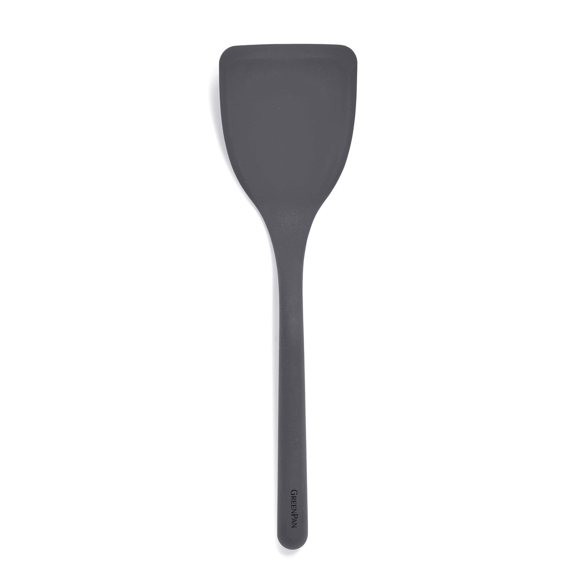 GreenPan solid turner front view showing full spatula and benefit of sturdy design
