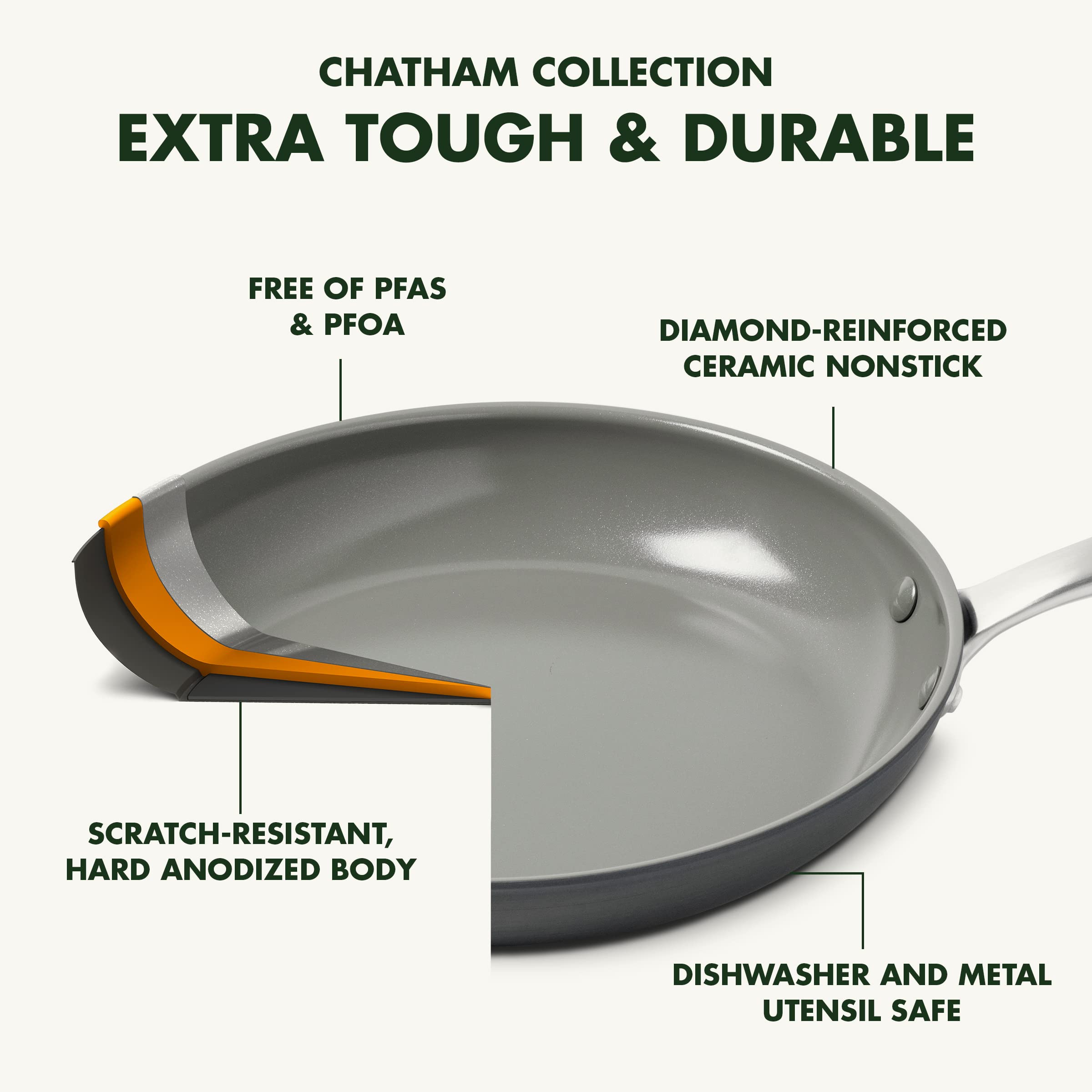 GreenPan surface texture close-up showing diamond-reinforced ceramic for durable nonstick benefit