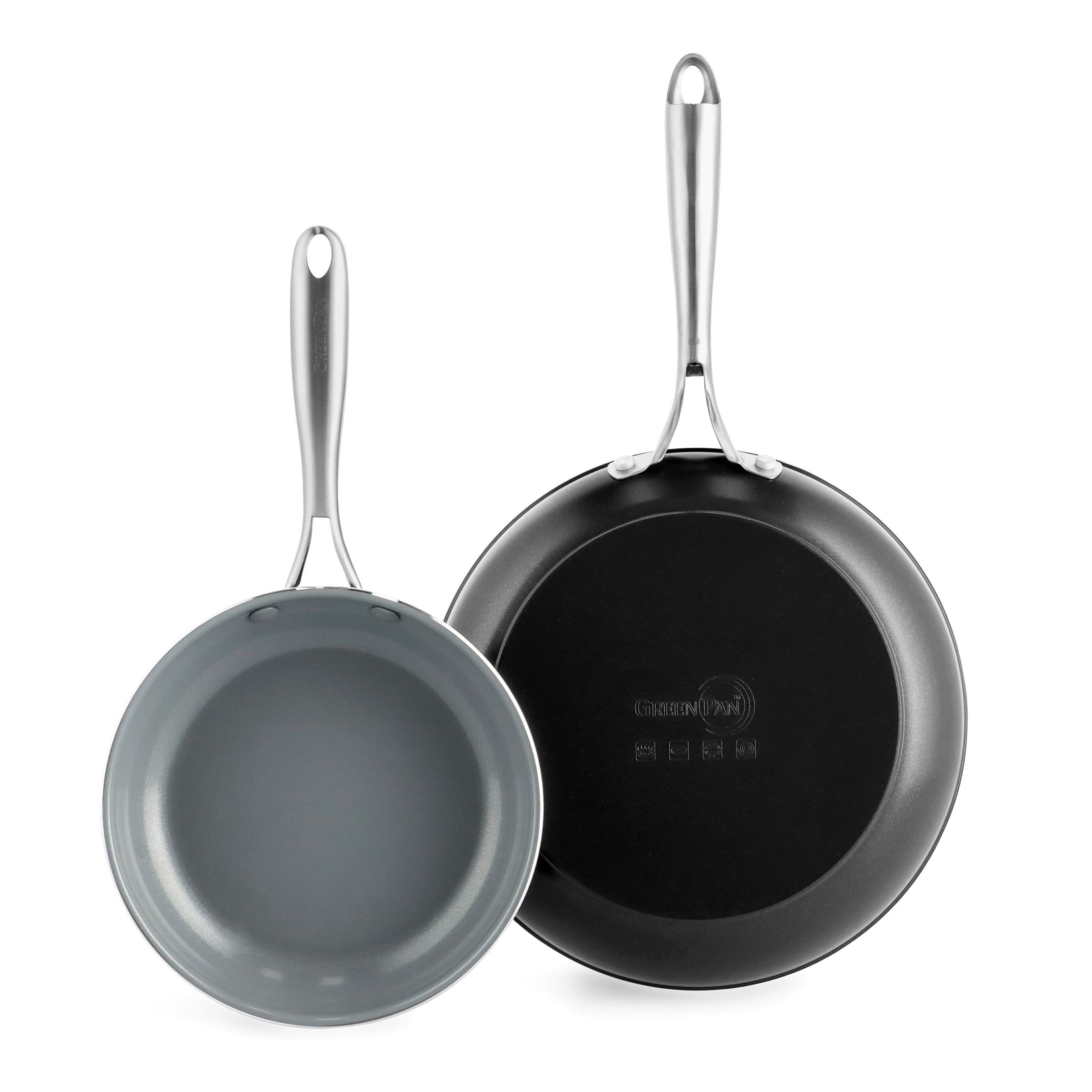 GreenPan Swift set front view showing both pans and brand benefits