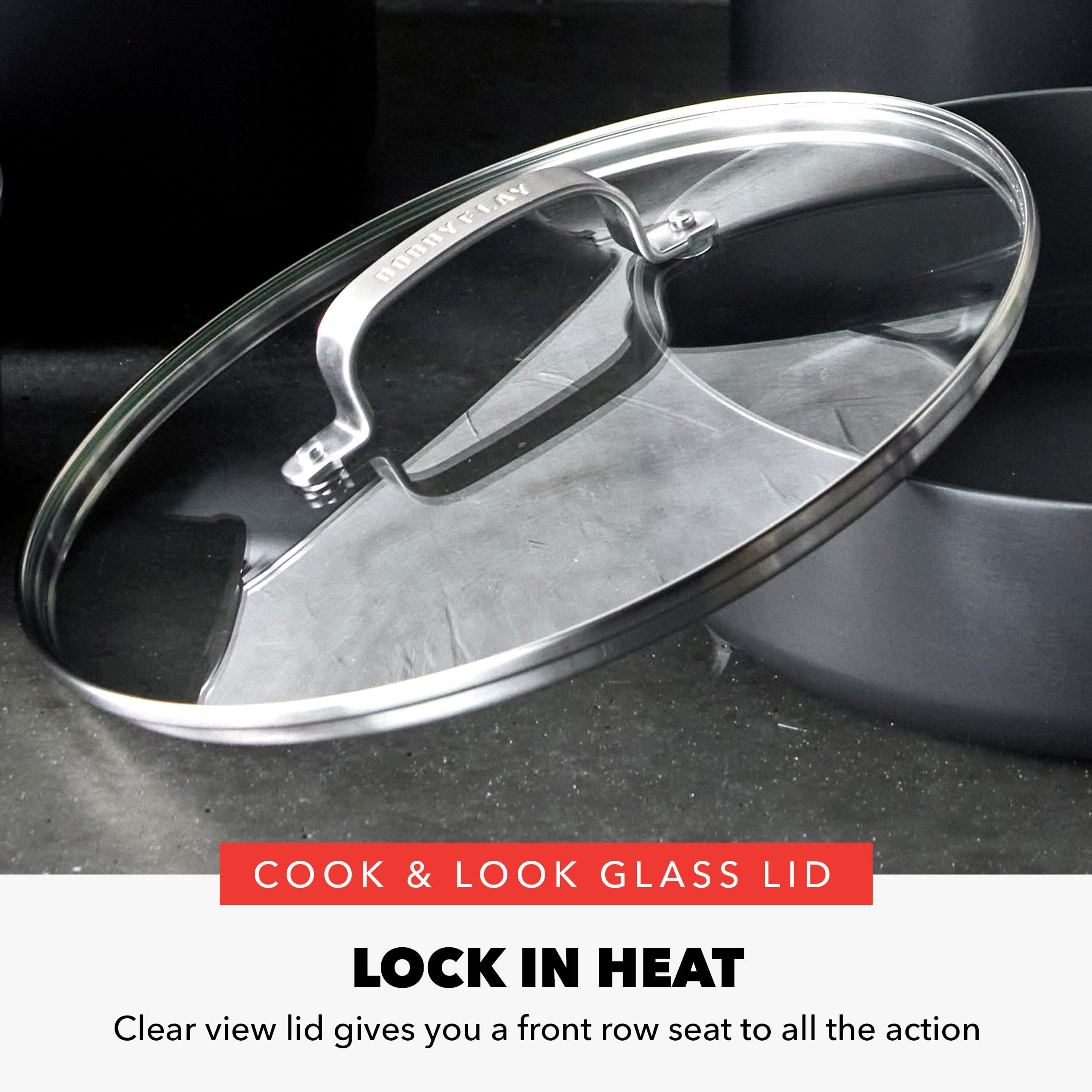 GreenPan tempered glass lids with steam trapped inside for visible cooking control