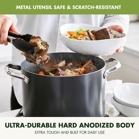 GreenPan Valencia Pro cooking a large batch of soup, ideal for family meals