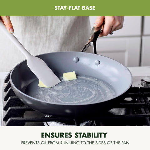 GreenPan stack with pan protectors protecting finishes during storage