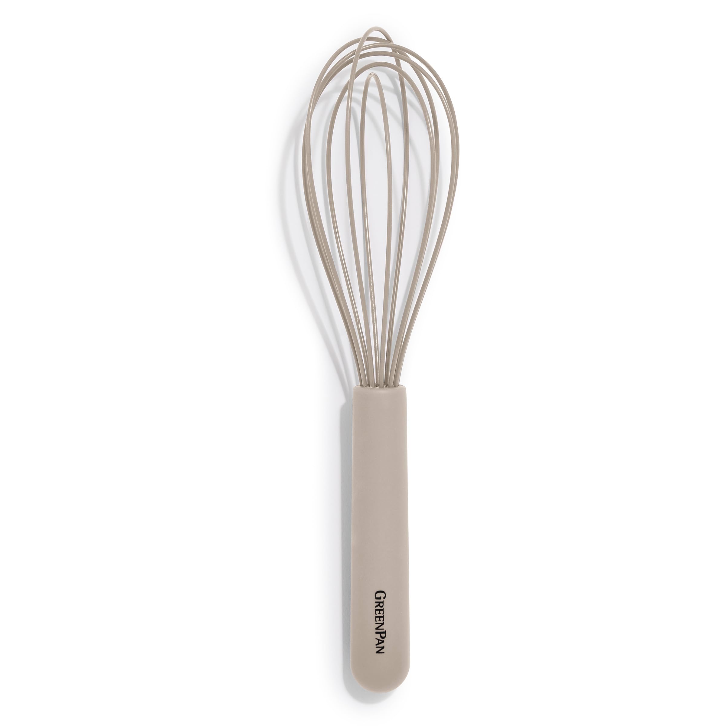 GreenPan whisk front view taupe showing handle and head, durable and stylish