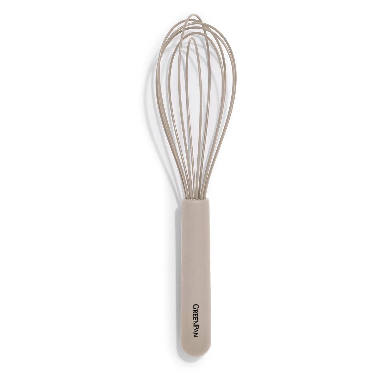 GreenPan whisk front view taupe showing handle and head, durable and stylish