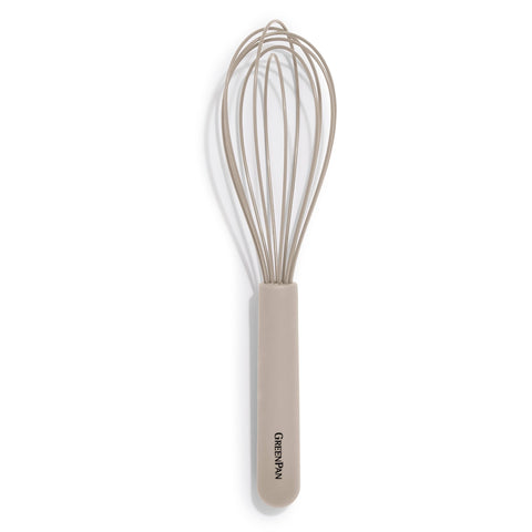 GreenPan whisk front view taupe showing handle and head, durable and stylish
