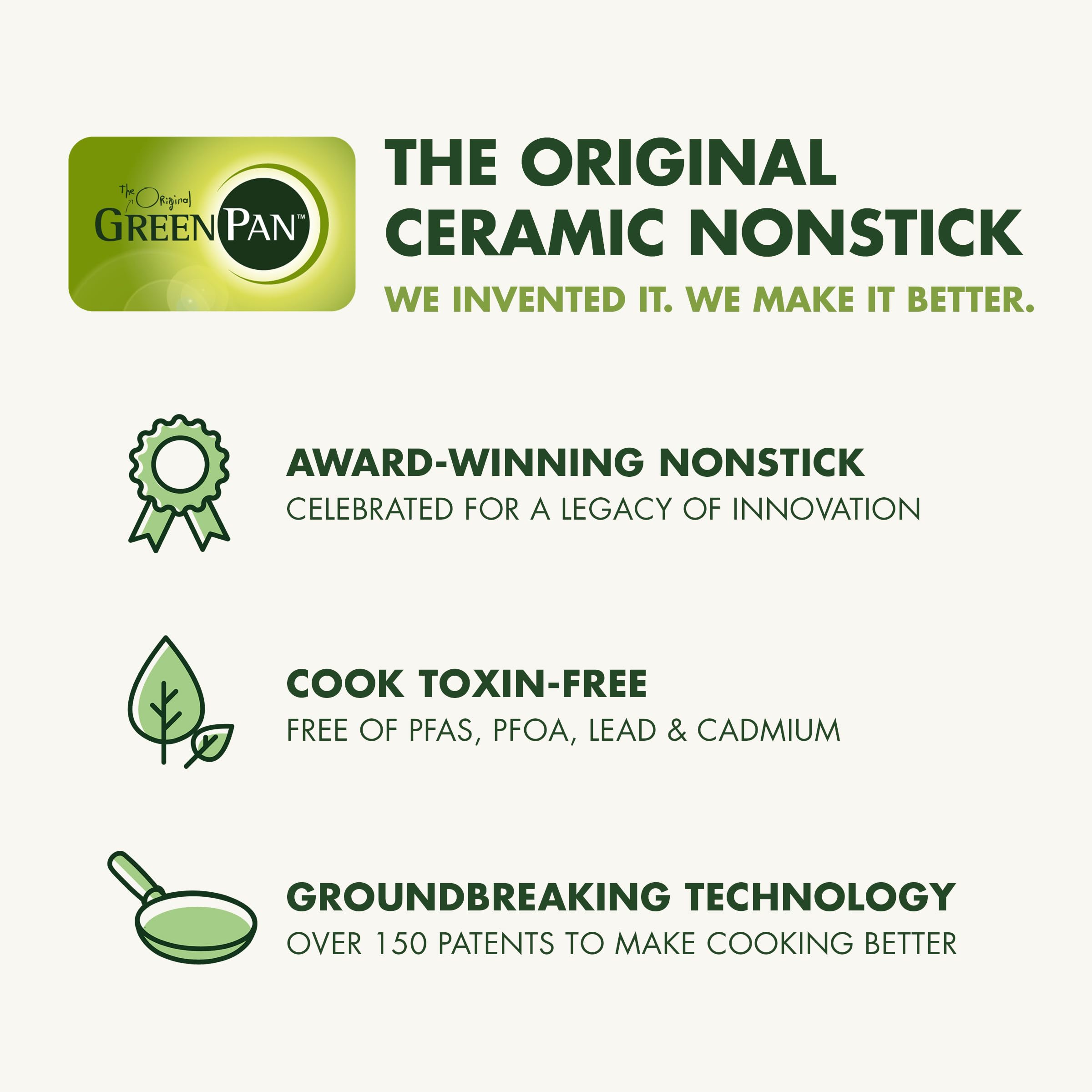 GreenPan whisk in use stirring eggs in nonstick pan, gentle on cookware