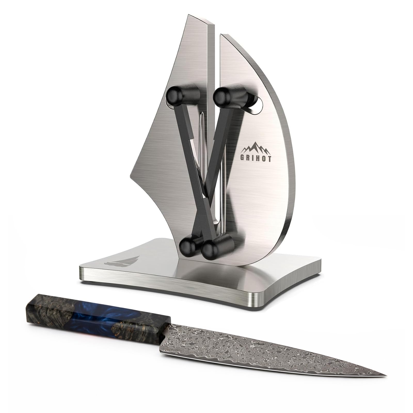 Grihot VN3 front view showing compact professional sharpener and controls, durable benefit