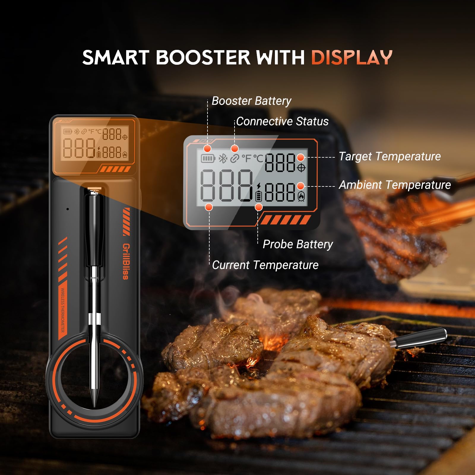 GrillBliss RoastTrack app screen with alert notification for precise remote control