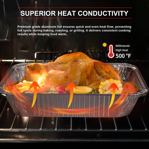 GrillChef 9x13 pan baking a casserole in an oven for even heating performance