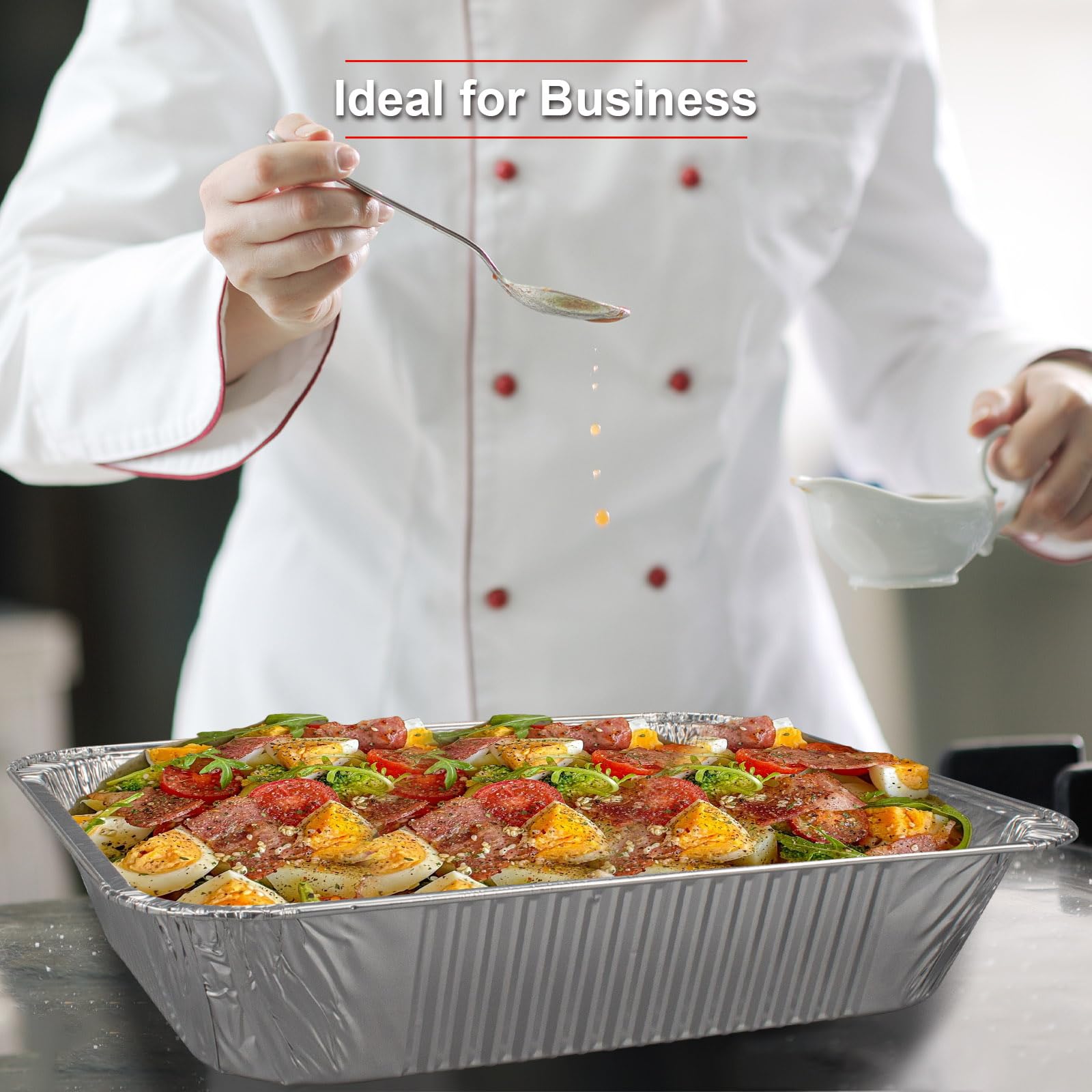 GrillChef pan beside utensils to show scale and suitability for large portions