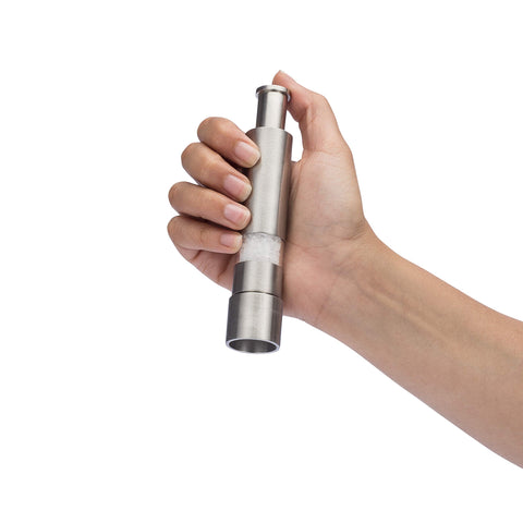 Grind Gourmet held in hand to show size and comfortable control