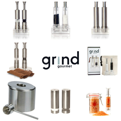 Grind Gourmet held in hand for scale showing compact design and comfortable grip