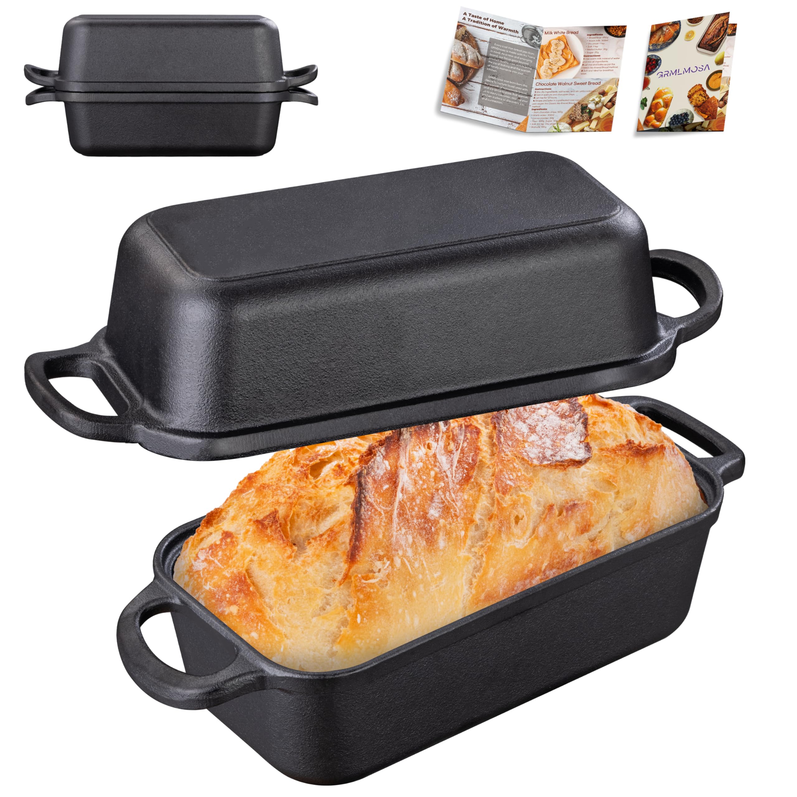 GRMlmosa front view of loaf pan showing sturdy build and even heat benefit