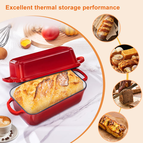 GRMlmosa loaf pan in oven with bread baking, demonstrating even browning and heat retention
