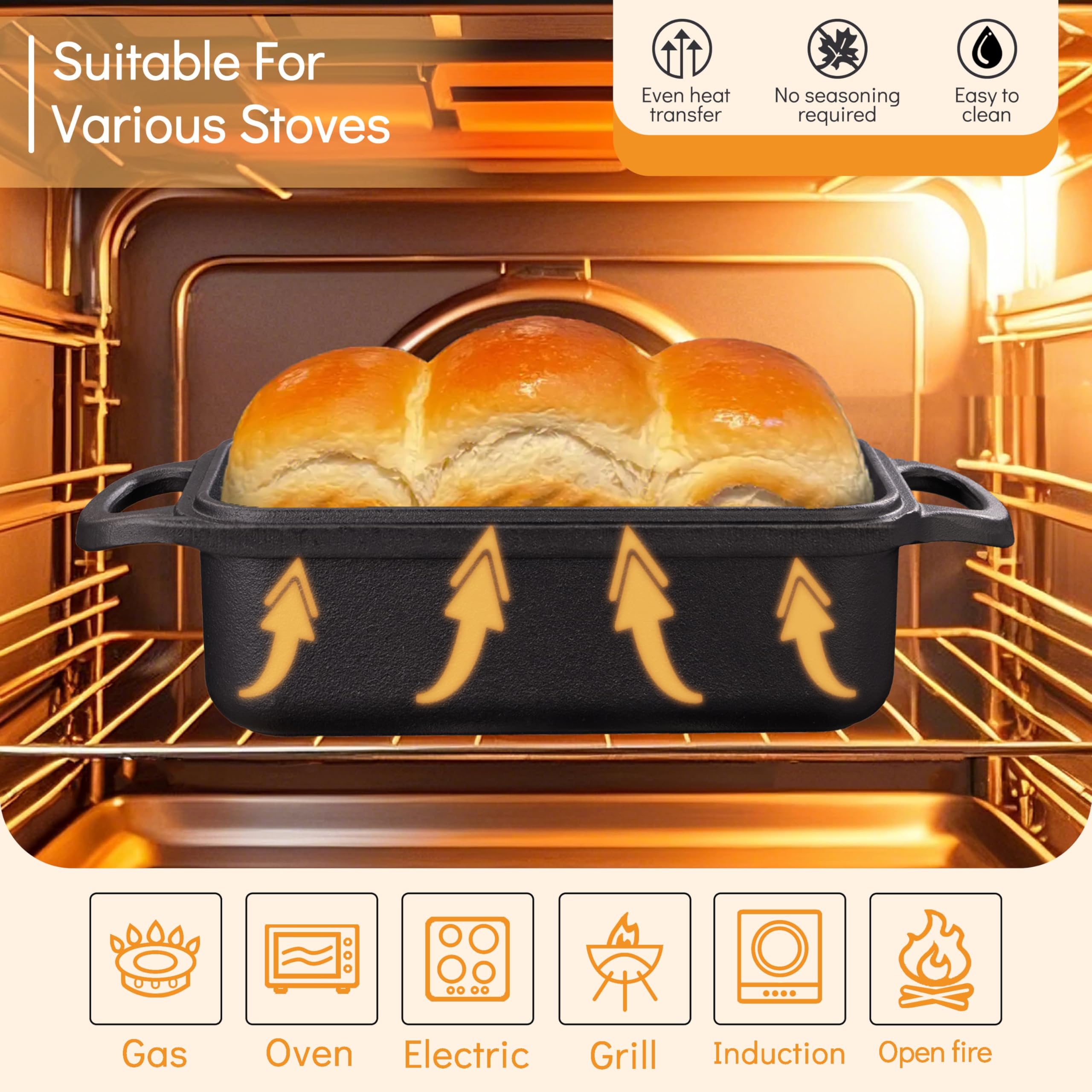 GRMlmosa pan in oven with sourdough showing even bake and golden crust