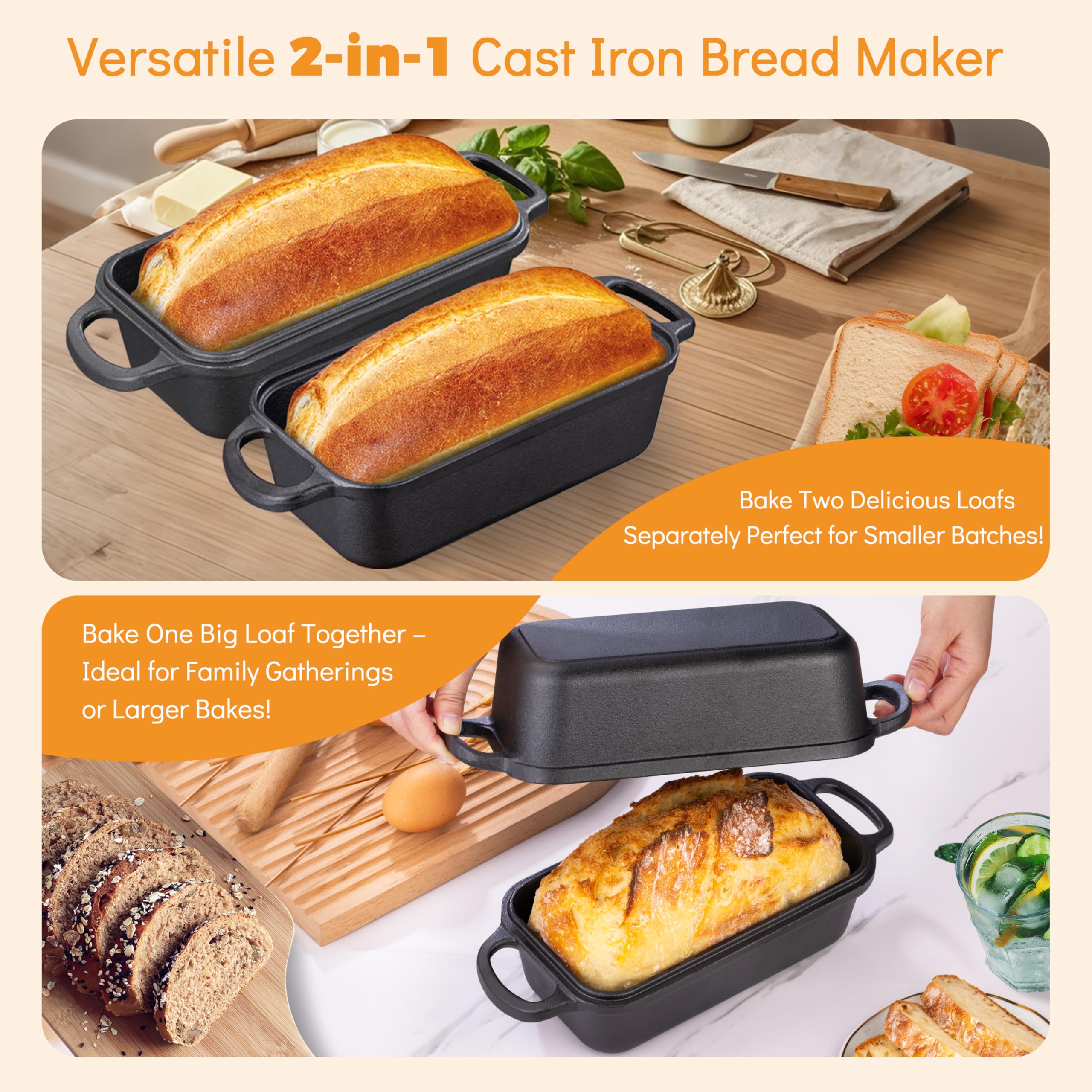 GRMlmosa size comparison with utensils showing compact 9x5 fit for standard recipes