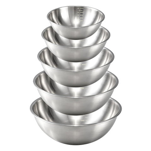 Gronivex front view of full five-piece set showing sizes and finish for versatile use