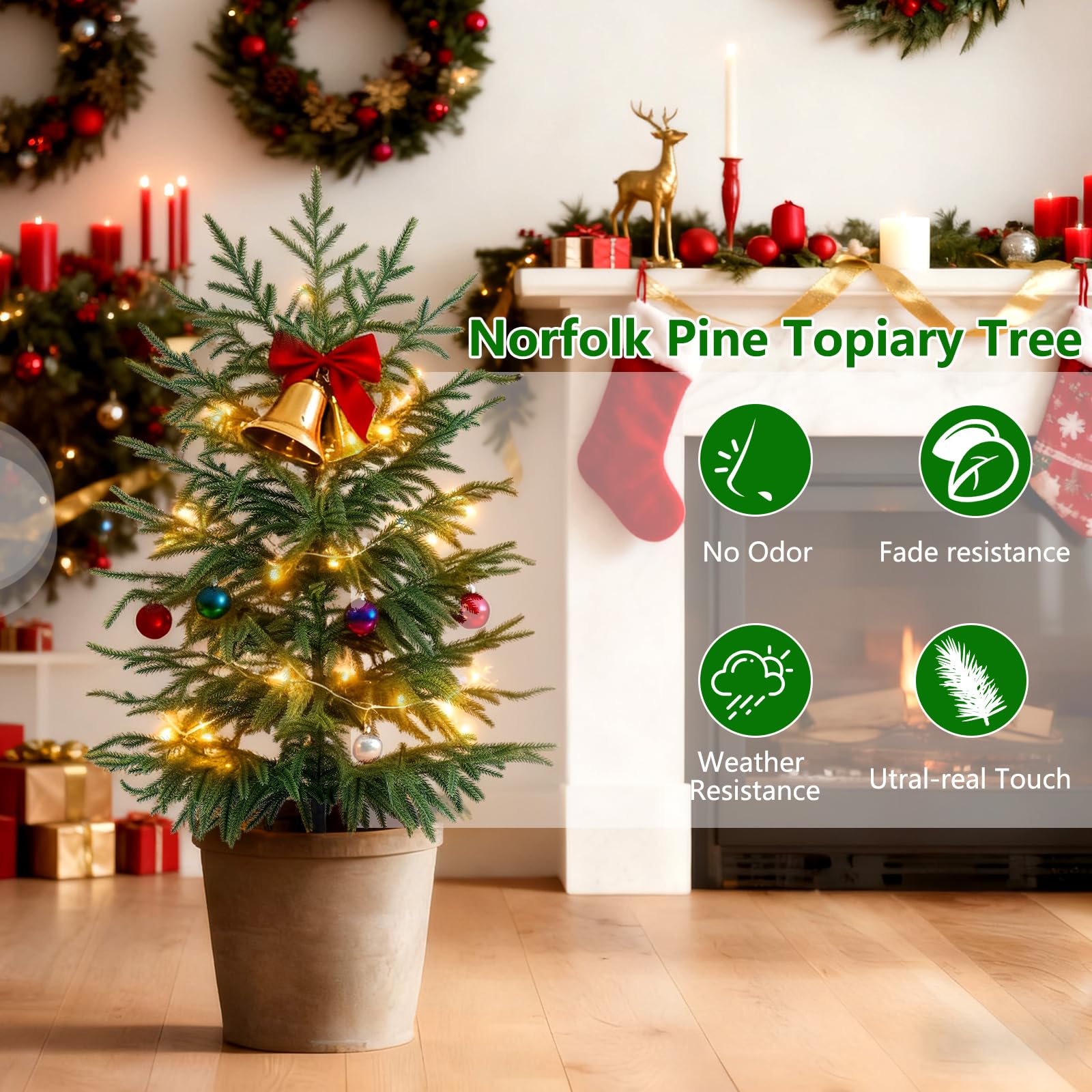 Grooy decorated with lights and ornaments offering easy festive styling