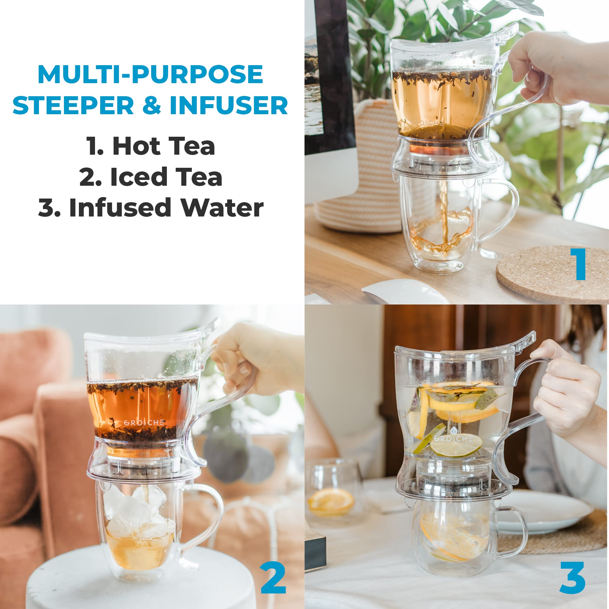 GROSCHE Aberdeen close-up of removable infuser showing mesh detail benefit: full leaf infusion