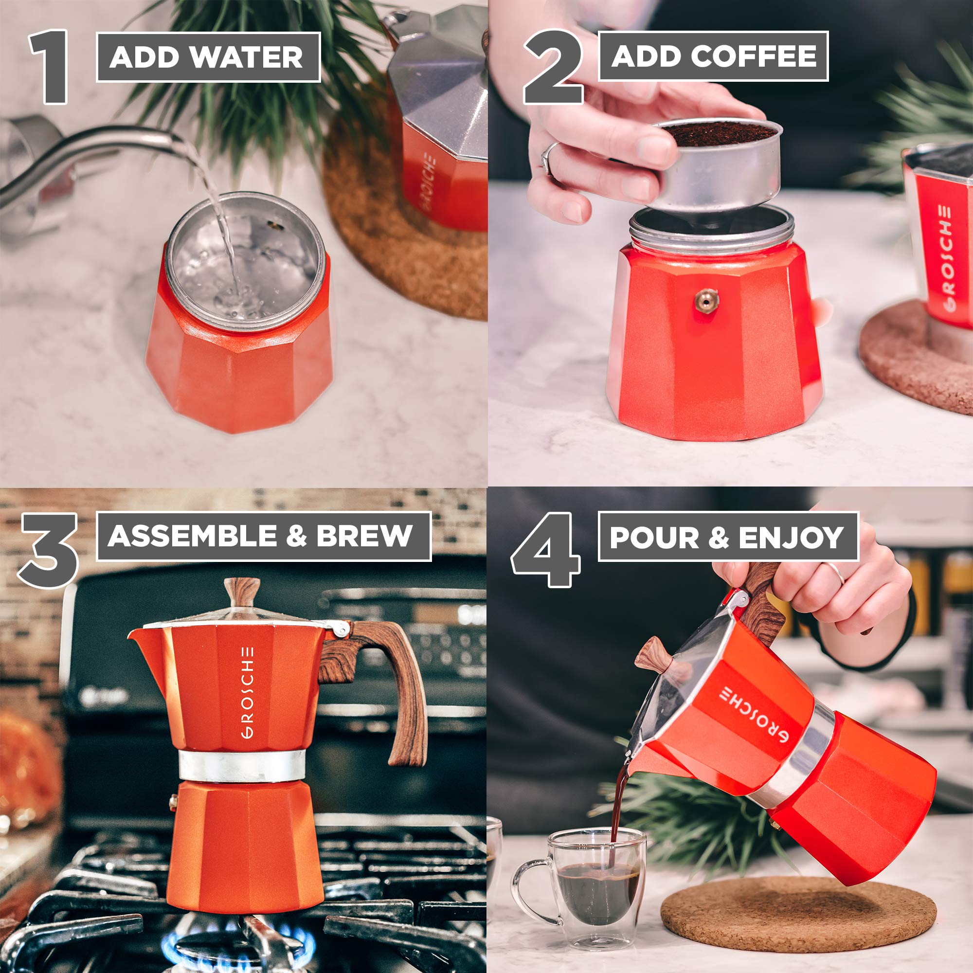 GROSCHE Milano pouring coffee into cup in kitchen benefit: smooth pouring without spills