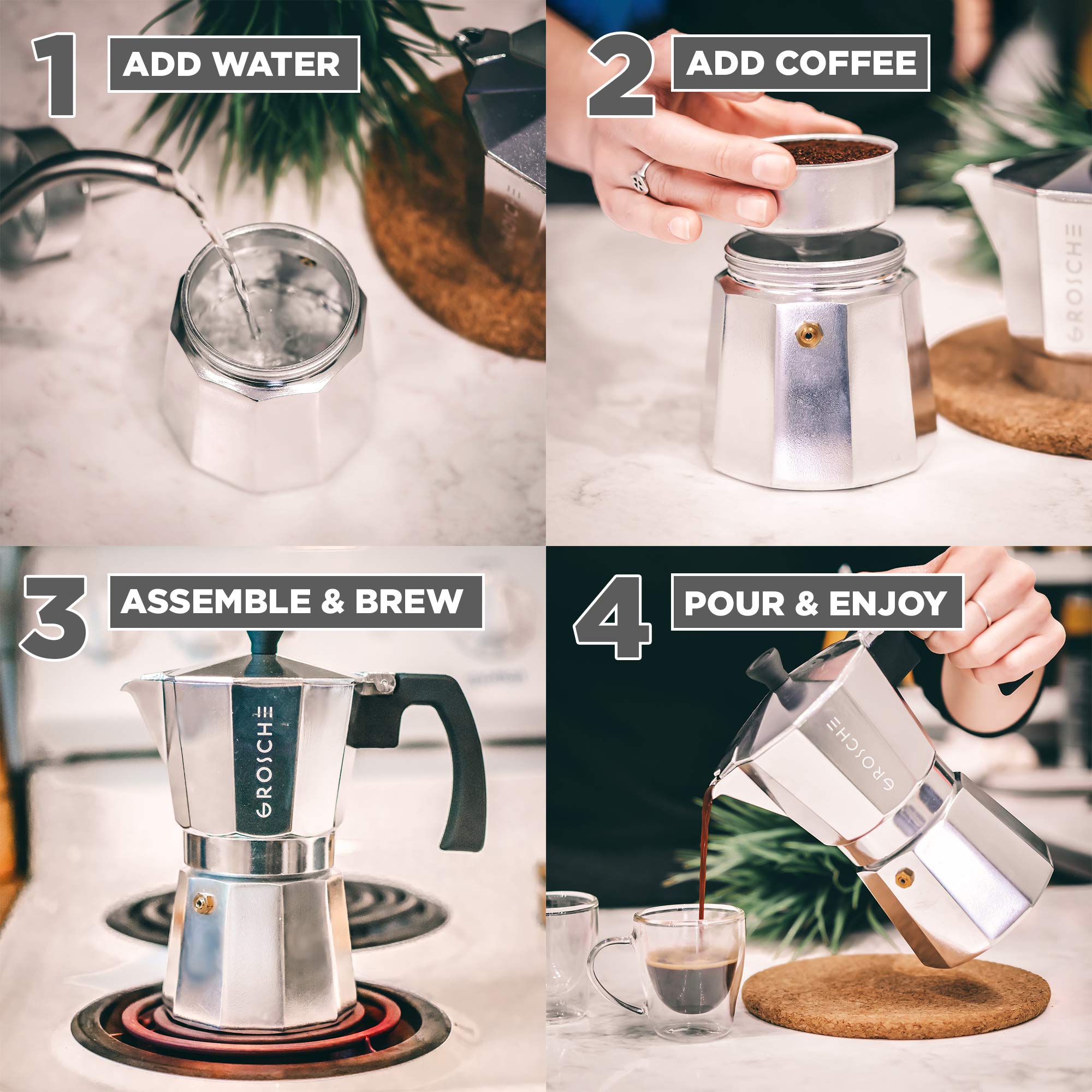 GROSCHE Milano side pouring profile highlighting the spout for precise, drip-free serving