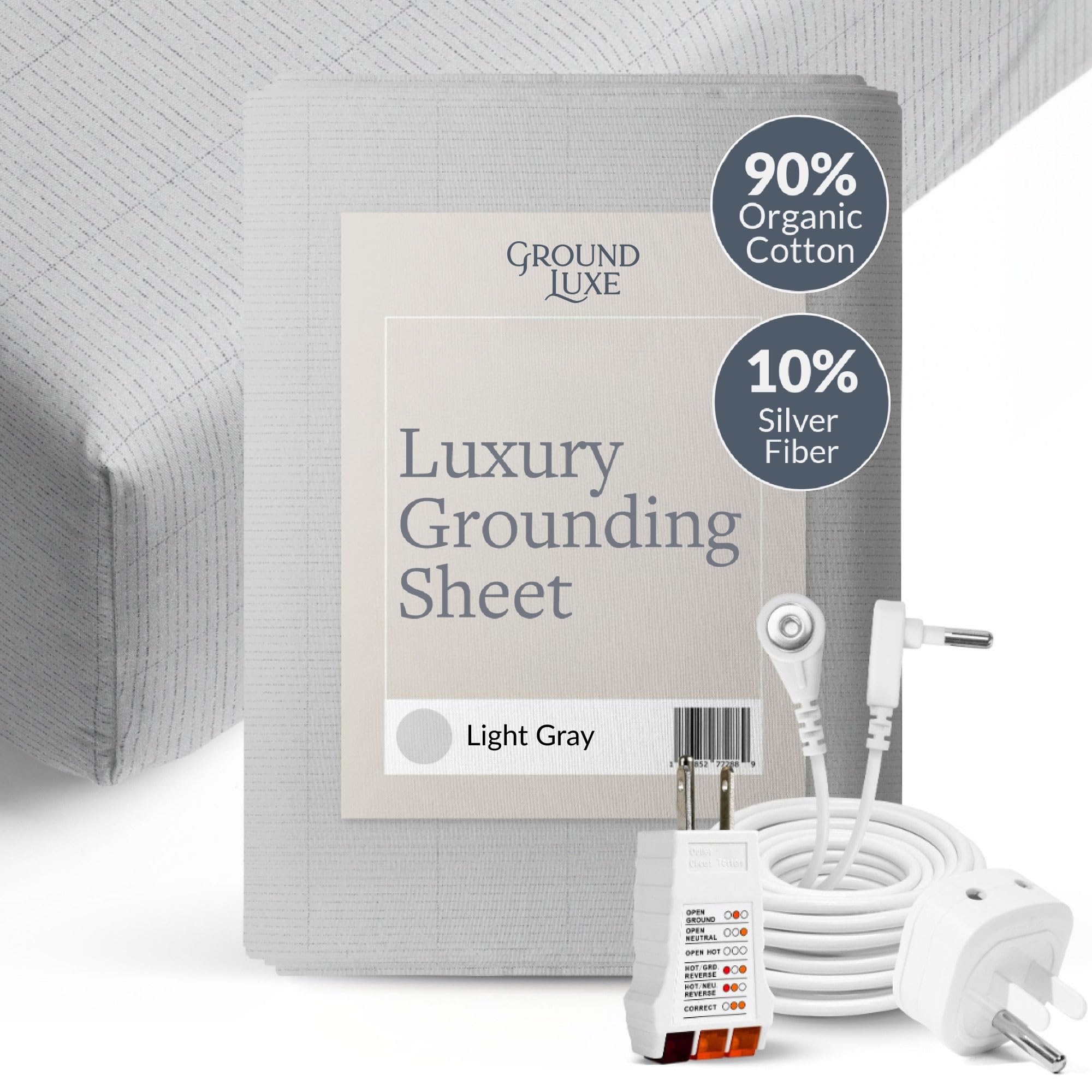 GroundLuxe king fitted sheet front view showing tidy fit and luxury look