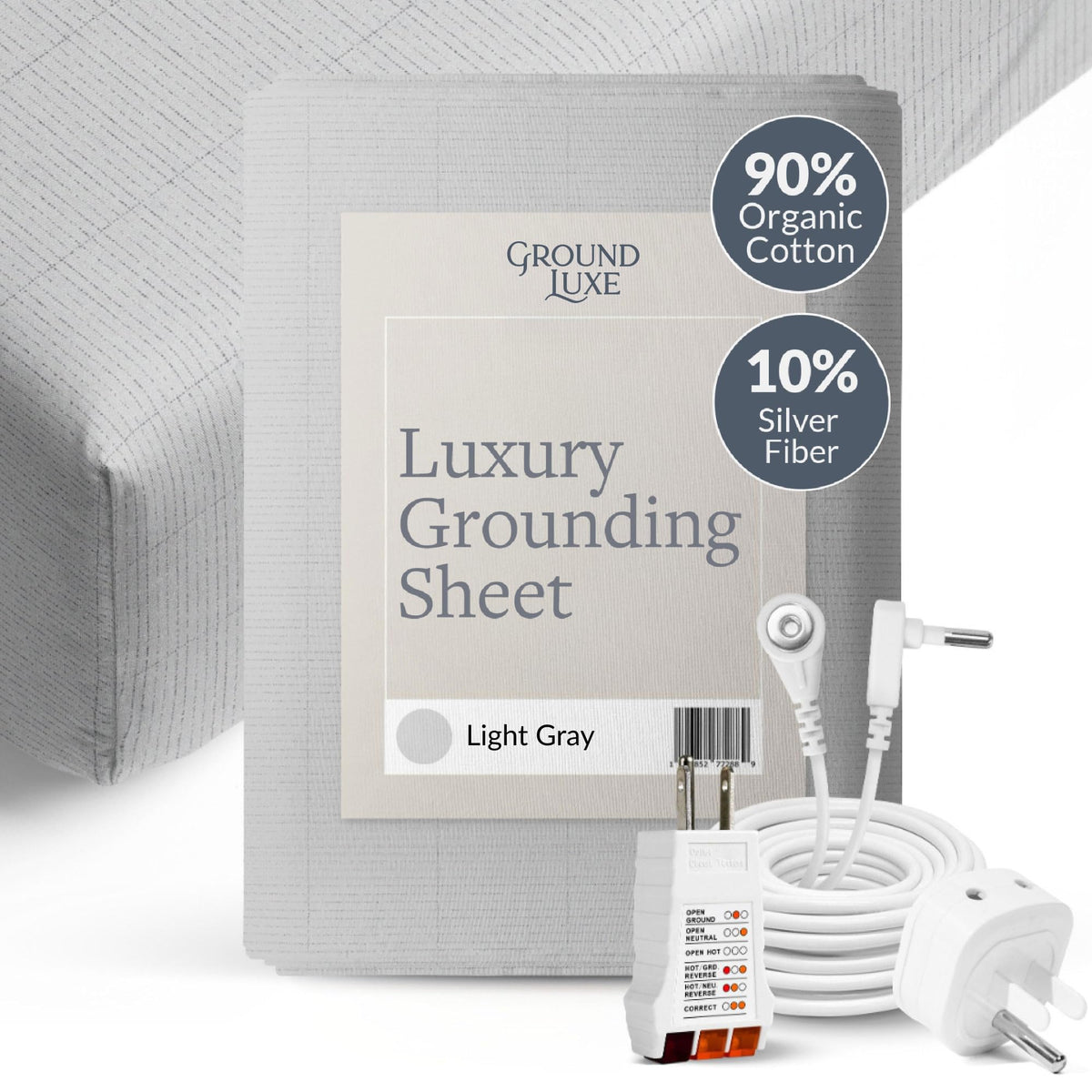 GroundLuxe king fitted sheet front view showing tidy fit and luxury look