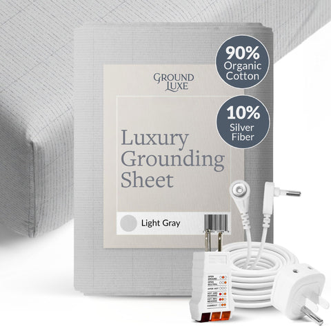 GroundLuxe king fitted sheet front view showing tidy fit and luxury look