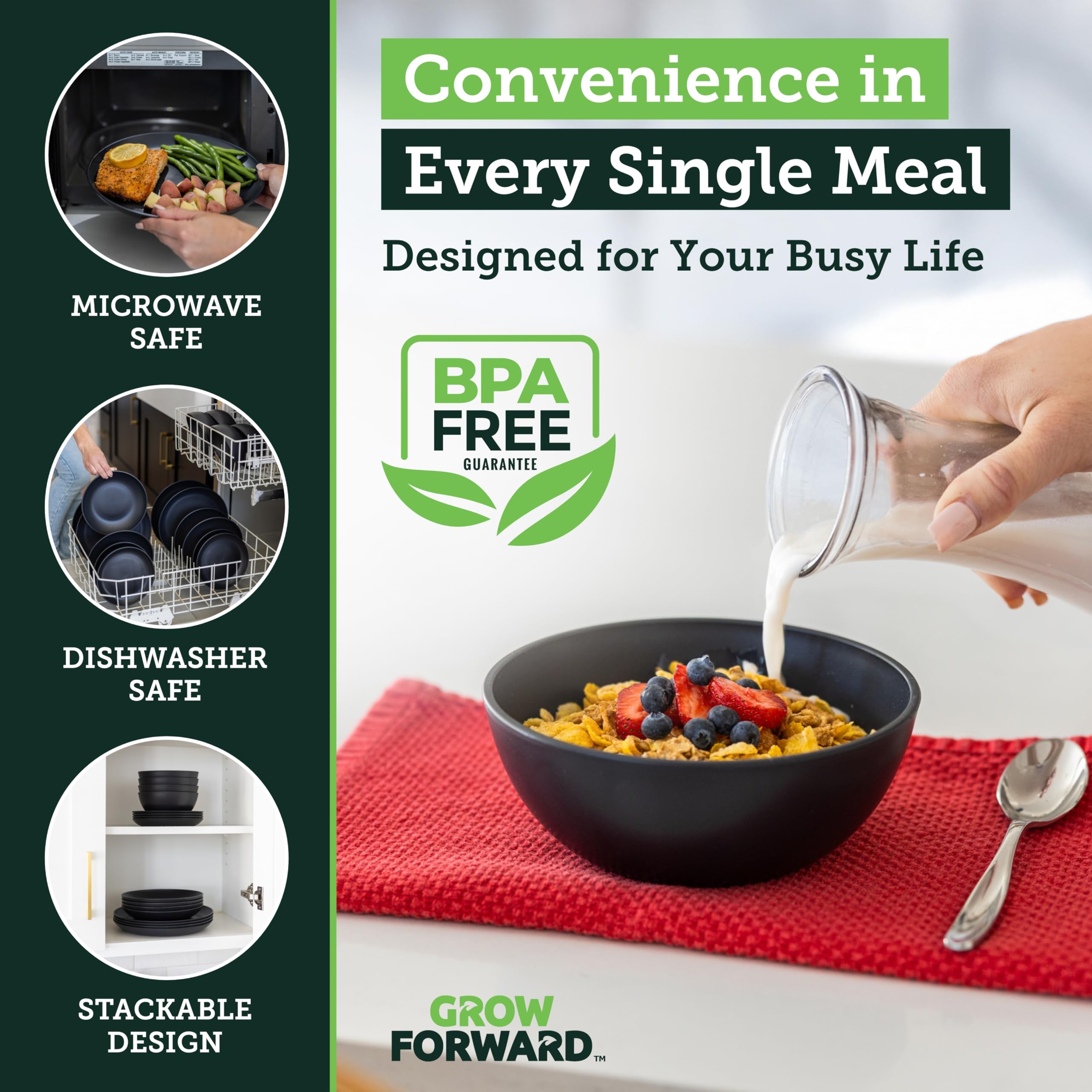 Grow Forward set beside glassware showing upscale appearance and coordination