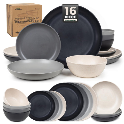 Grow Forward Moonlight front view of full 16-piece set showing refined wheat straw look and durability