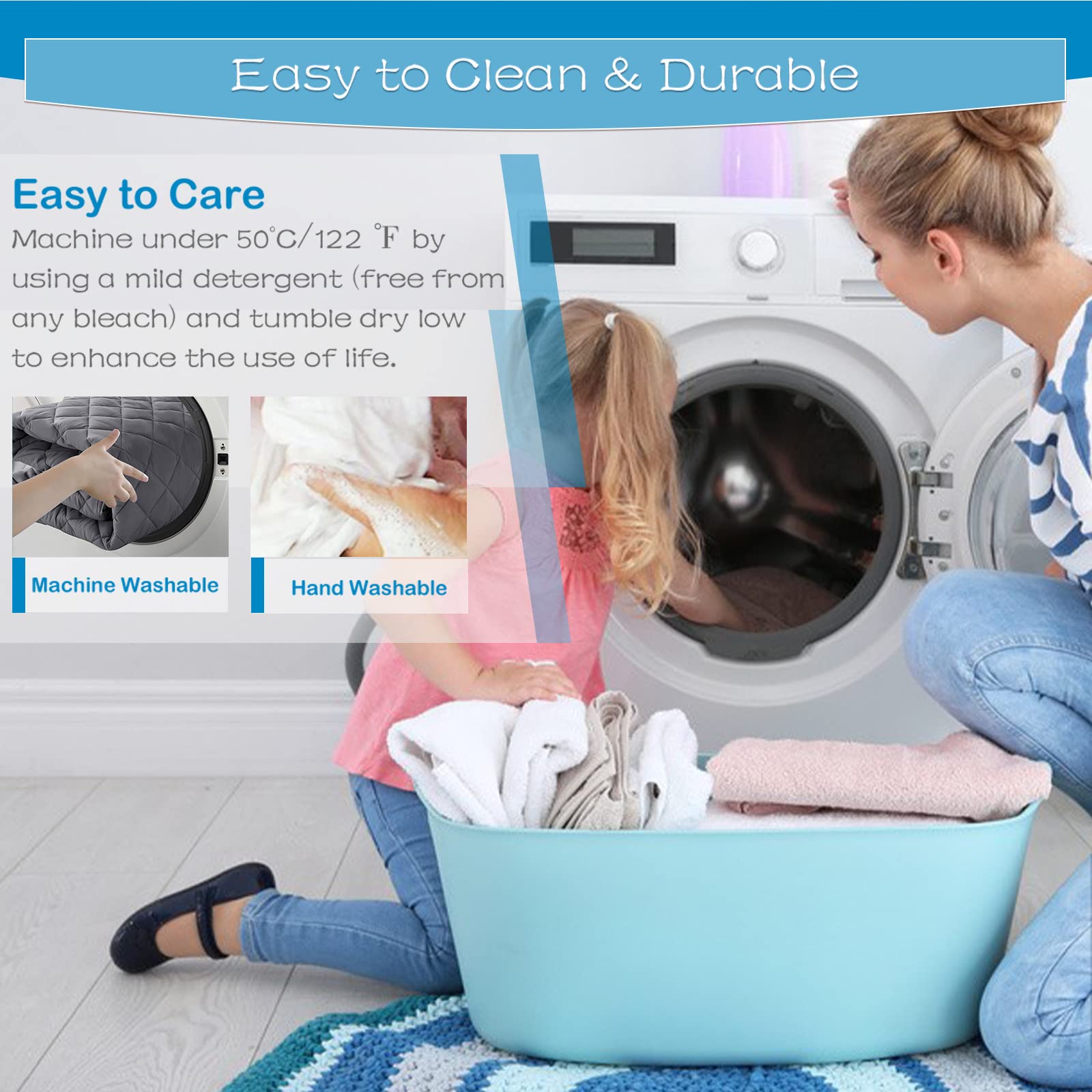 GRT care label close-up highlighting machine-washable easy maintenance benefit