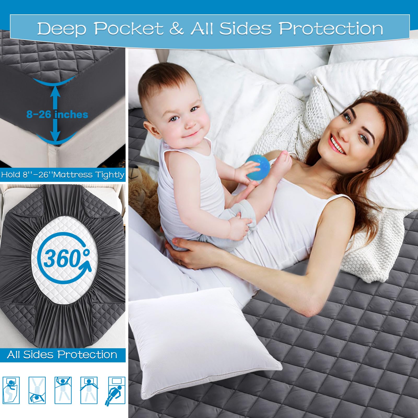 GRT elastic fitted skirt and corner demonstrating secure mattress fit