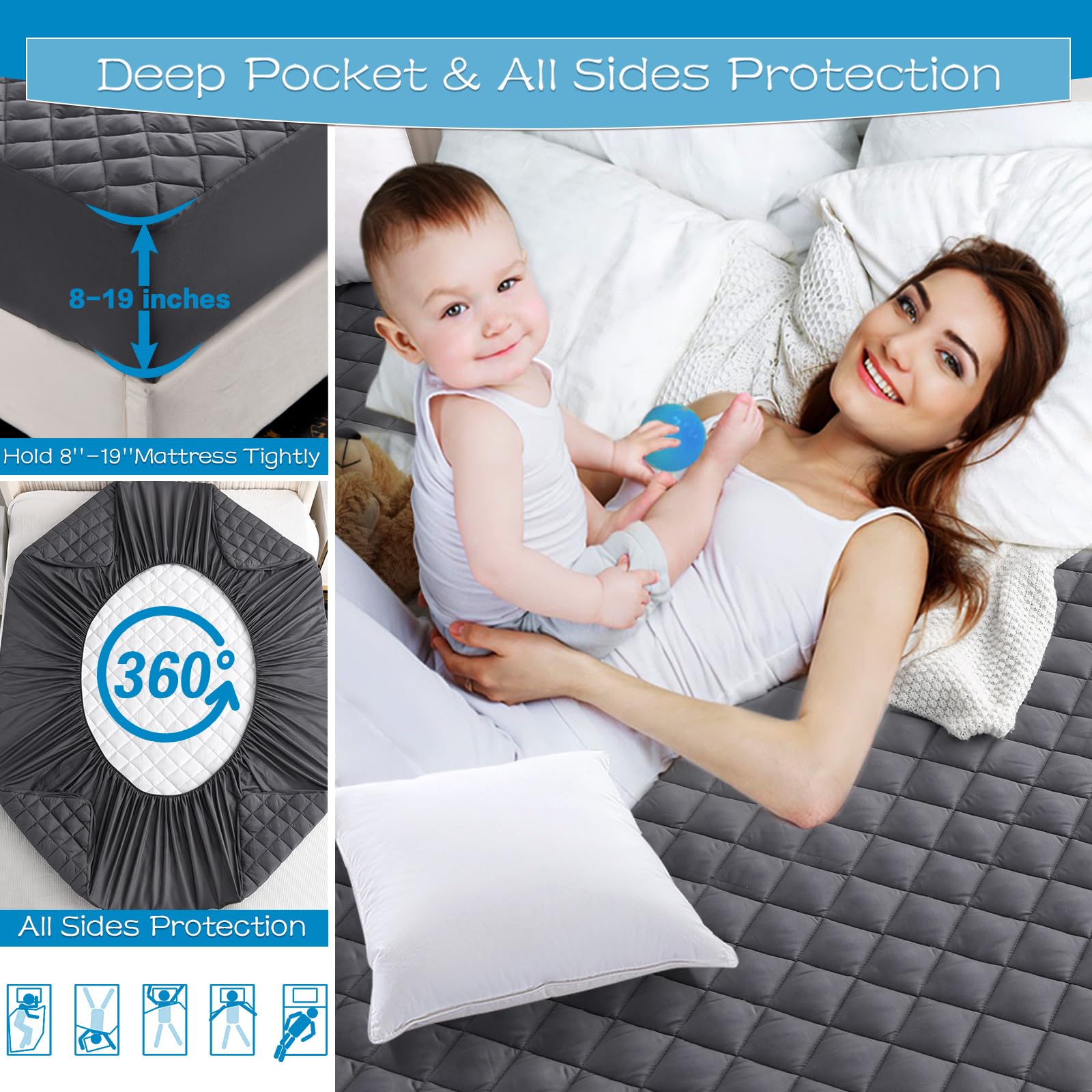 GRT mattress pad in bedroom setting demonstrating comfortable protected sleep surface