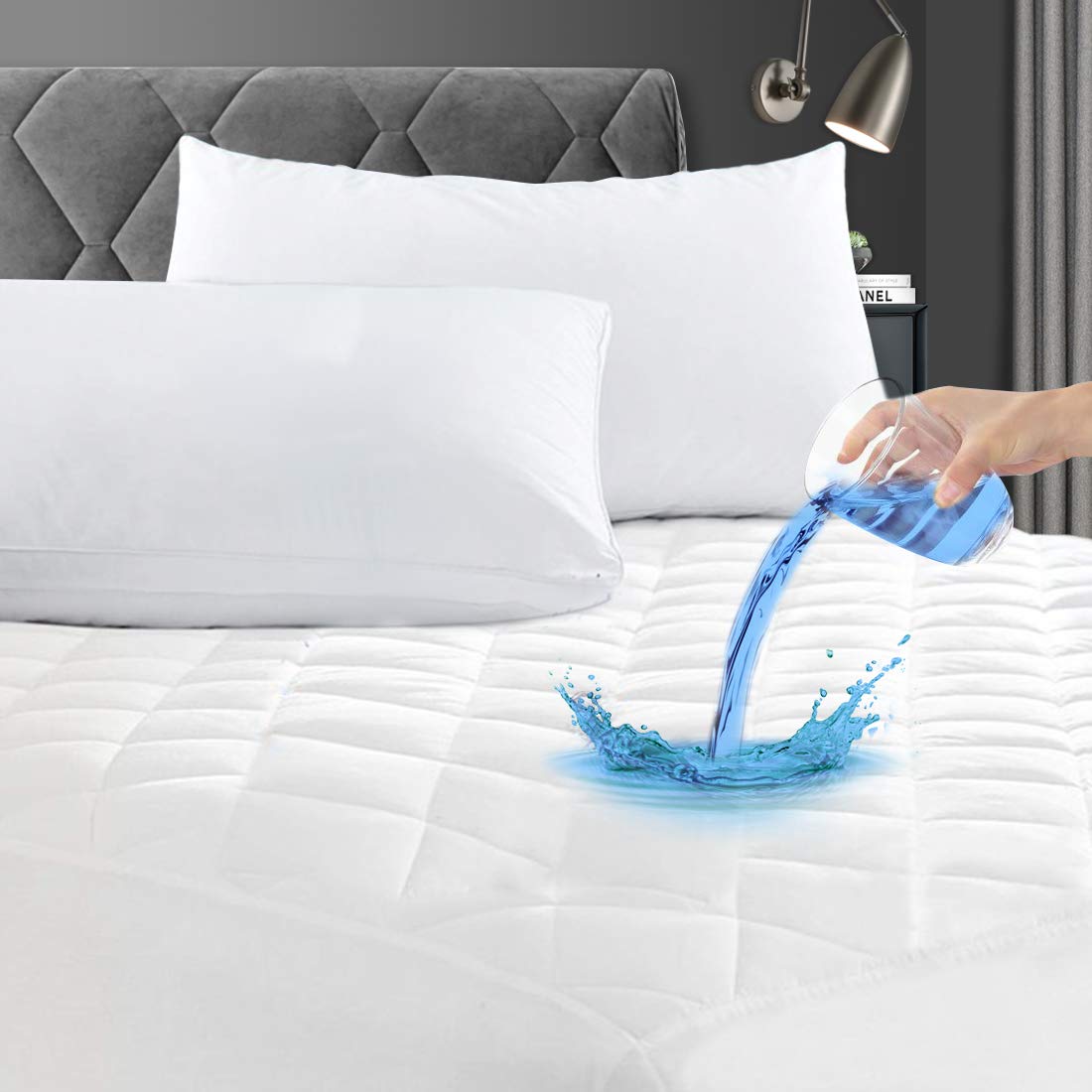 GRT front view of king mattress pad showing brand and clean packaging benefit