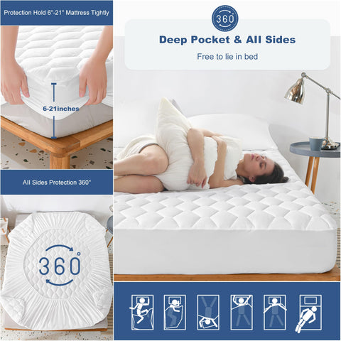 GRT protector fitted on Cal King mattress illustrating full coverage and cleanliness