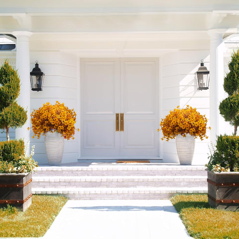 Grunyia arranged in porch planter illustrating UV resistance and outdoor styling benefit