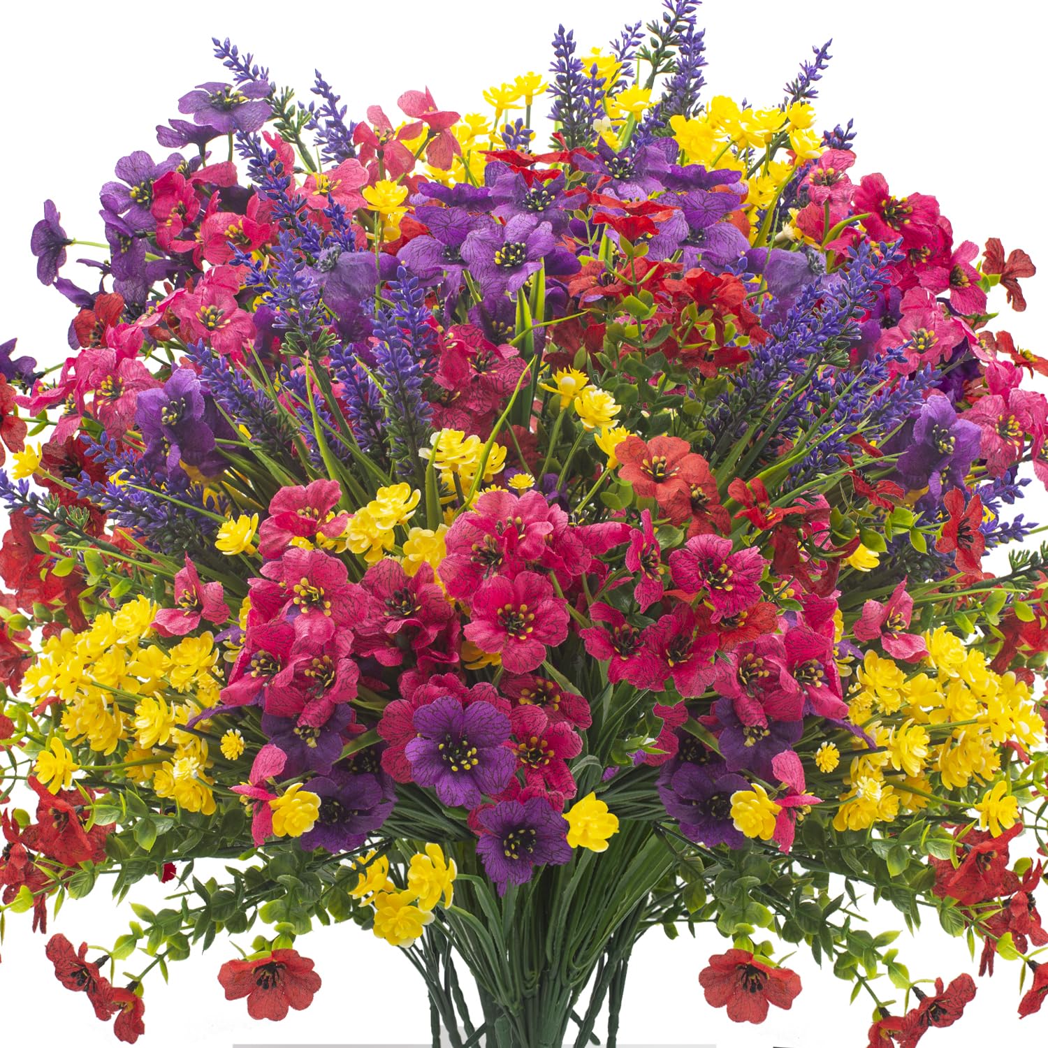 Grunyia front view showing 20 bundled artificial flowers and vibrant colors benefit curb appeal