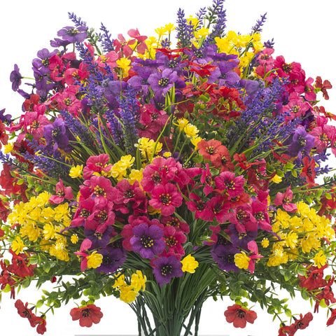 Grunyia front view showing 20 bundled artificial flowers and vibrant colors benefit curb appeal
