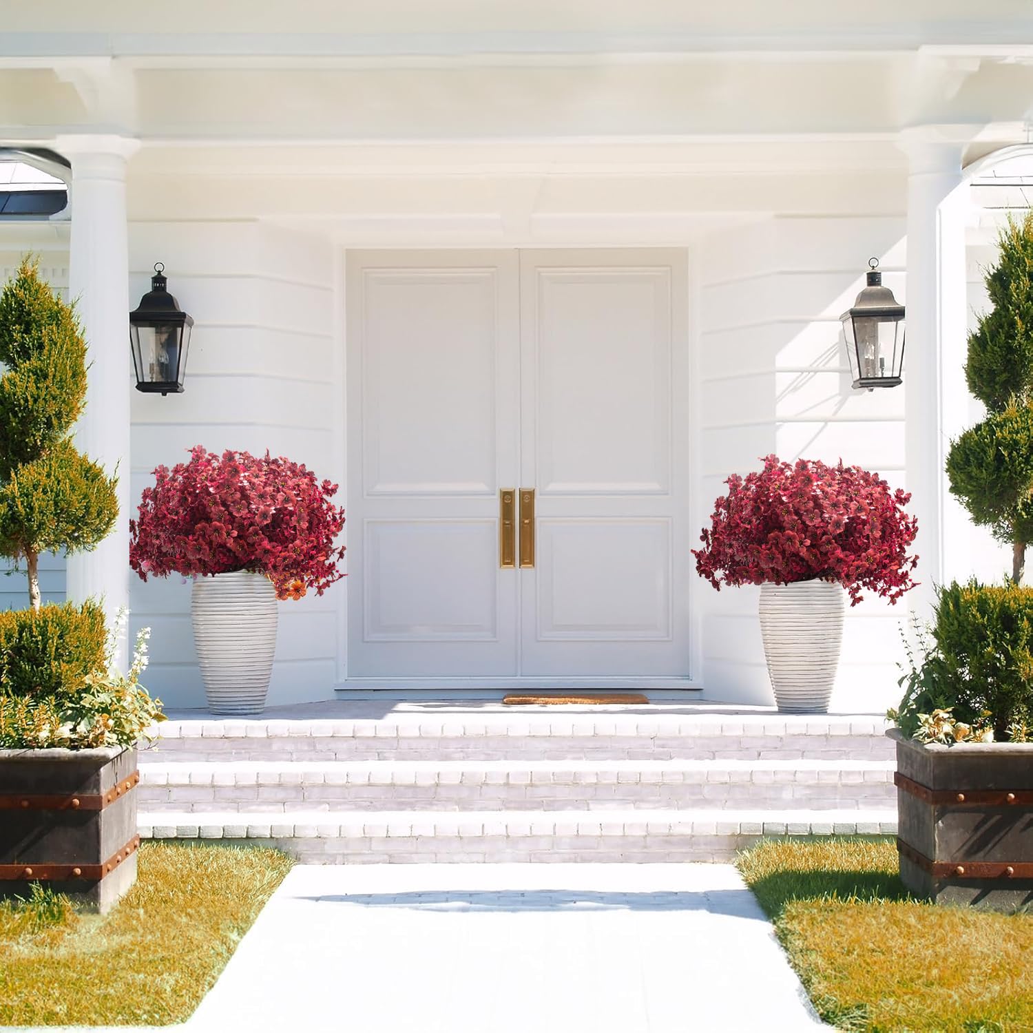 Grunyia arranged in a porch planter demonstrating durable outdoor color
