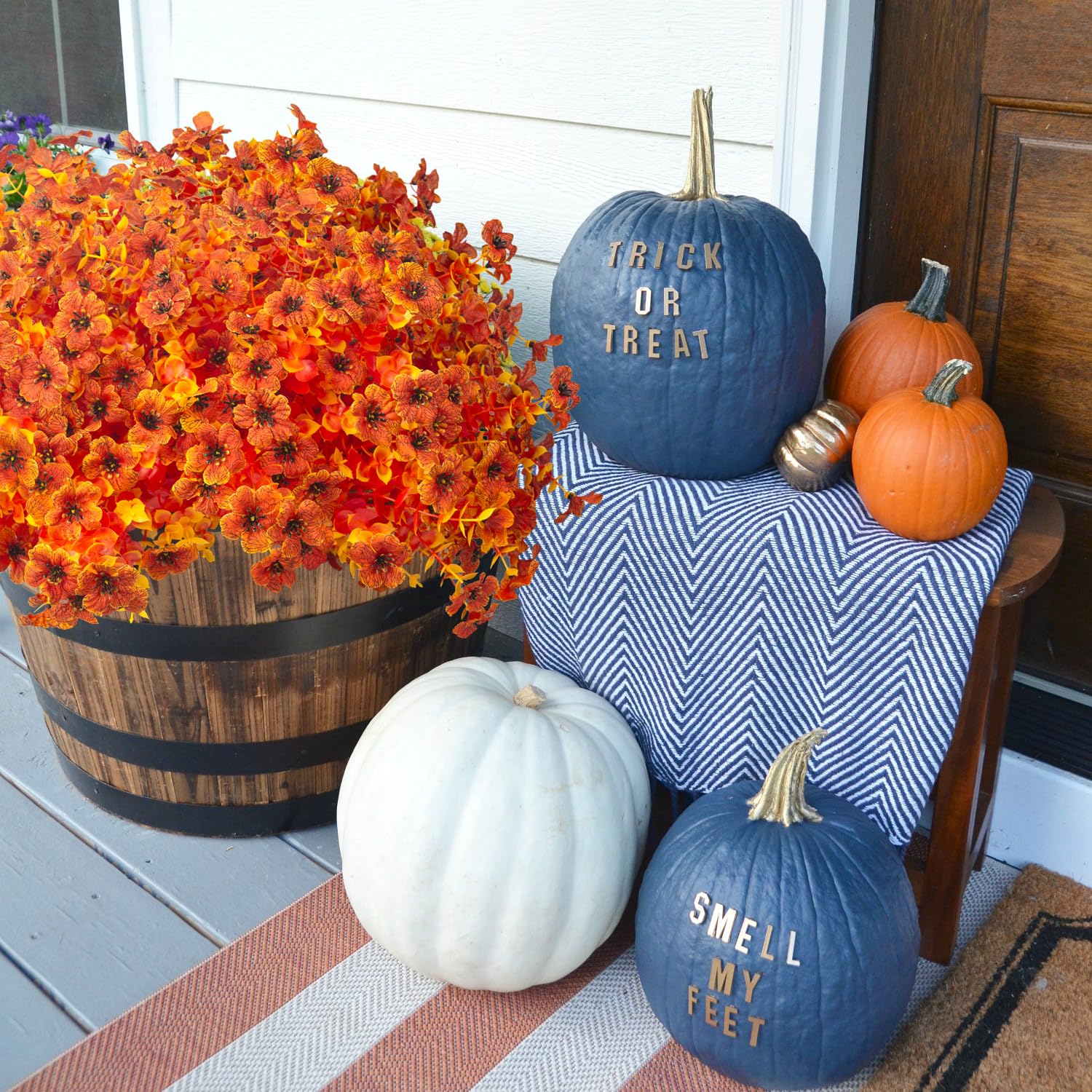 Grunyia woven into an entryway wreath demonstrating easy DIY decoration use