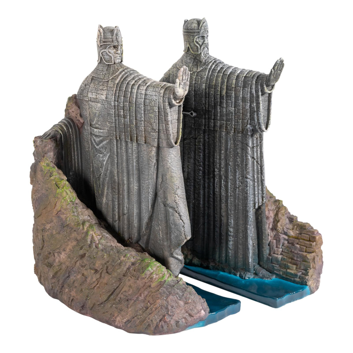 Grupo Erik Argonath front view showing regal statues and shelf impact