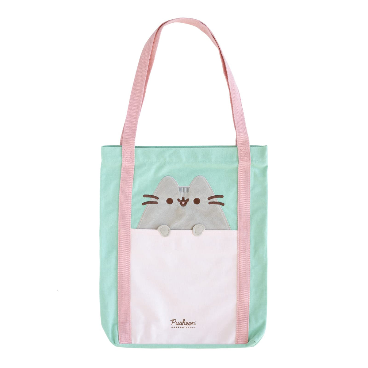 Grupo Erik Pusheen tote front view showing print and shape for fun style